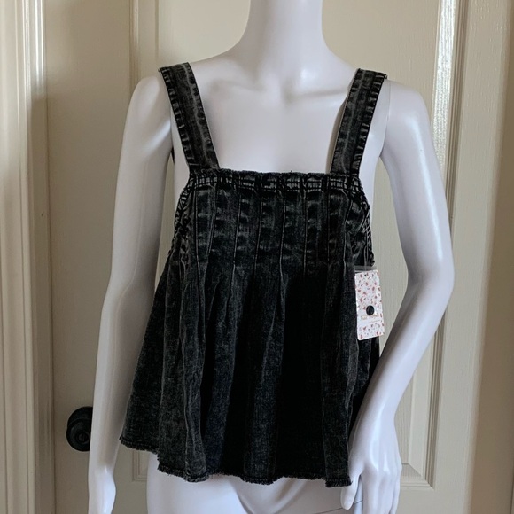 Free People Marina Pleated Denim Tank Top - Picture 4 of 12